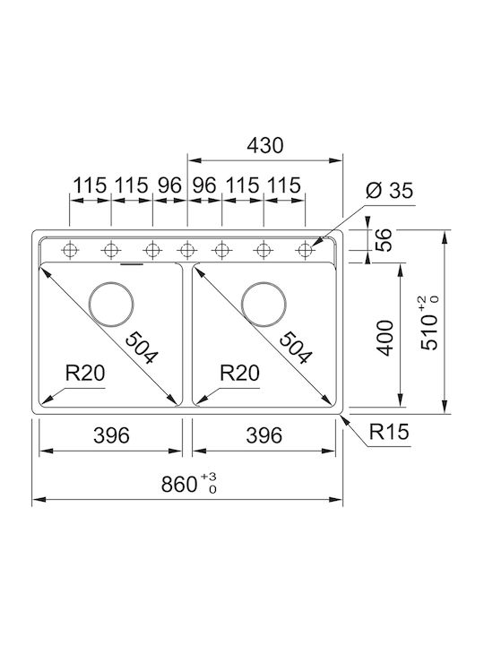 Franke Maris Mrg 620-40-40 Tl Ένθετος Νεροχύτης από Συνθετικό Γρανίτη Μ86xΠ51cm Coffee