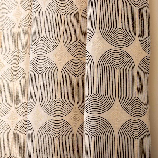 Atmosphera Κουρτίνα με Τρουκς Ondine Noir Μπεζ 140x240εκ.