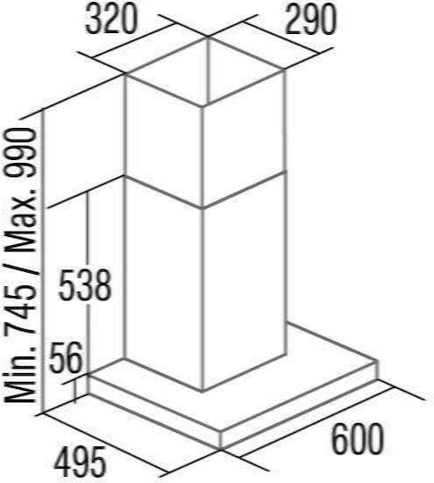 Cata Sygma 6010 BK Απορροφητήρας Καμινάδα 60cm Μαύρος