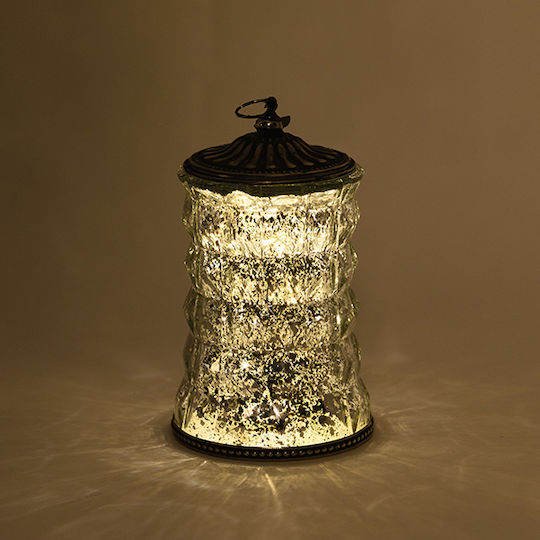 Estheti Lantern Led Metallic Glass Silver Black 10.5x10.5x18cm 2 Pieces 819-01111