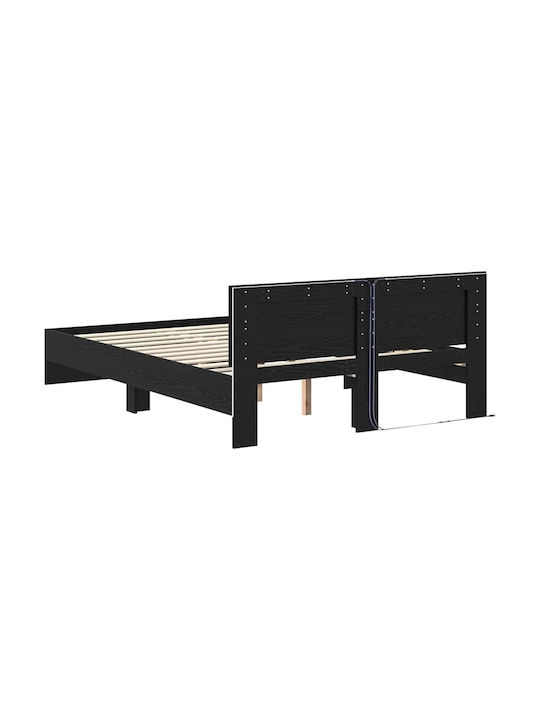 Bed Queen Wooden Black Beech with Slats for Mattress 160x200cm
