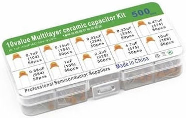 Set Condensatoare Ceramice Mlcc 500 Bucăți 0.1µf 10µf