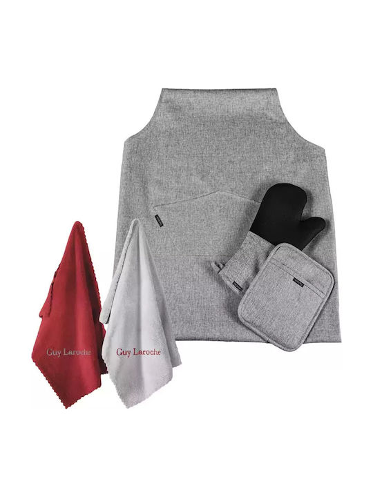 Guy Laroche Apron with Potholder and Kitchen Towel Black 50cm 5pcs