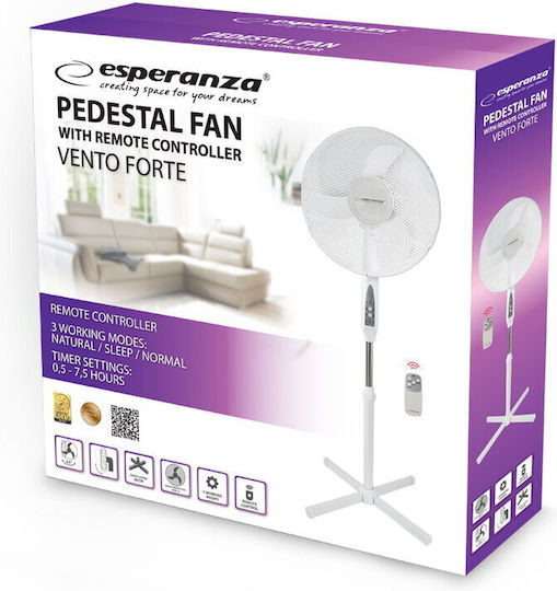 Esperanza Ανεμιστήρας Ορθοστάτης 45W Διαμέτρου 40cm Λευκός