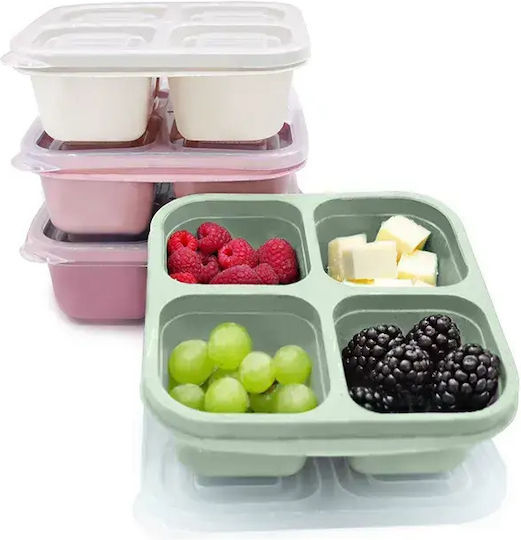 Melii Set of Multicolour Silicone Lunch Boxes With Compartments 23x18cm 4 Pieces