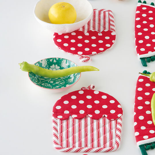 Kentia Loft Cupcake Pot Holder Fabric Red 2pcs