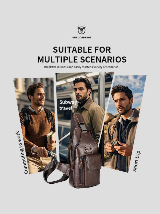 Leather Men's Bag Sling Brown