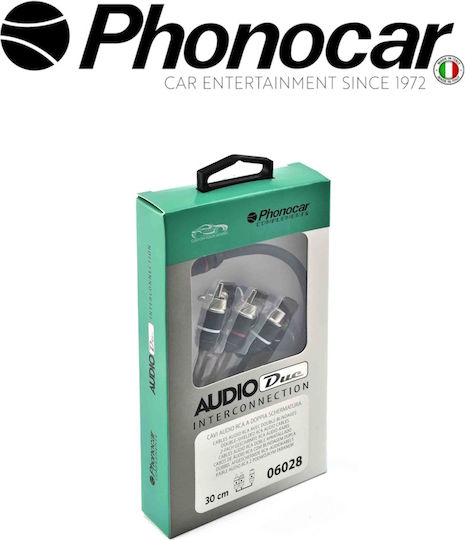 Phonocar Car Audio Speaker Cable Double Shielded Male to Female 30cm