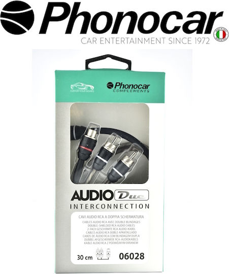 Phonocar Car Audio Speaker Cable Double Shielded Male to Female 30cm