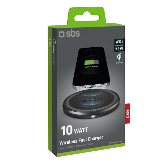 SBS Kabelloses Ladegerät (Qi Pad) und Kabel USB-C 10W Schwarzs (TEWIRELESSUF10W)