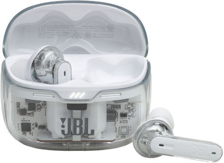 JBL Tune Beam Ghost Edition In-ear Bluetooth Handsfree Ακουστικά με Αντοχή στον Ιδρώτα και Θήκη Φόρτισης Λευκά