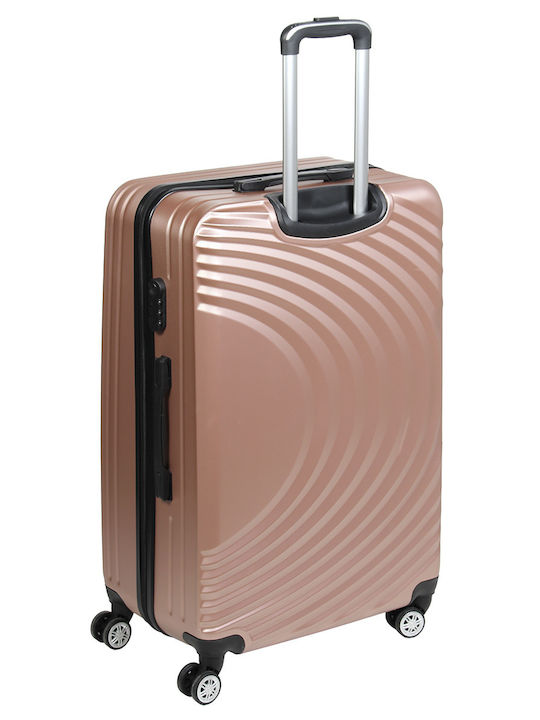 Keskor Large Pink Gold Suitcase With 4 Wheels Height 77cm