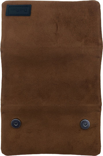 Gift-Me Fabric Tobacco Pouch With Magnetic Clasp Brown Leather