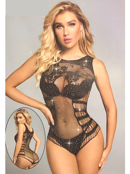 Vaqua Sexy Κορμάκι Διχτυωτό Μαύρο
