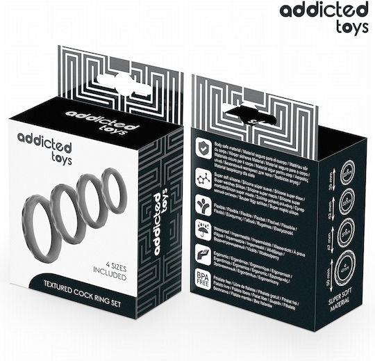 Addicted Toys Textured Cock Ring Set 4 Sizes