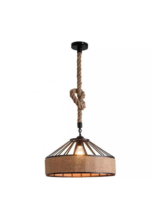 Stimeno Hängelampe Braun mit Seil für Fassung E27 35cm.