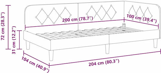 Sofa Bed Single Upholstered with Velvet Turquoise with Slats for Mattress 100x200cm 42016624