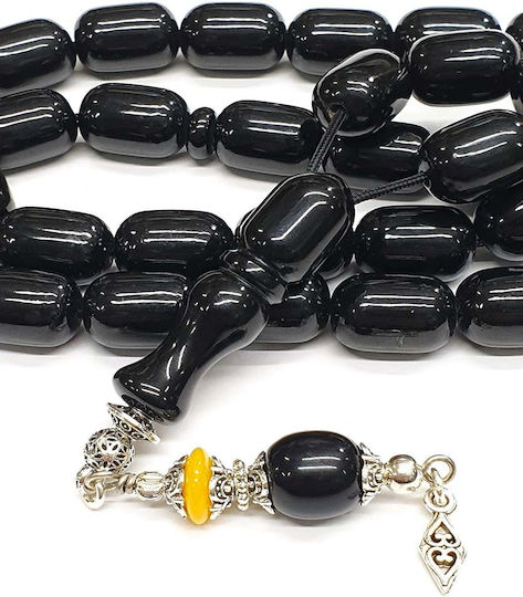 Roloi Komboloi Mastic Worry Beads with 33 Beads Black 40cm
