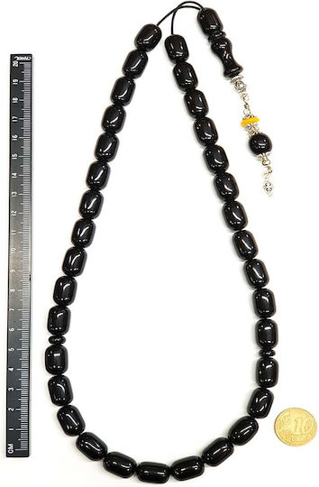 Roloi Komboloi Mastic Worry Beads with 33 Beads Black 40cm