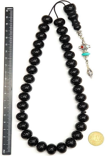 Roloi Komboloi Mastic Worry Beads with 33 Beads Black 36cm