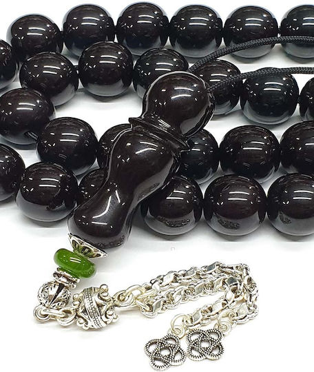 Roloi Komboloi Mastic Worry Beads with 33 Beads Black 44cm