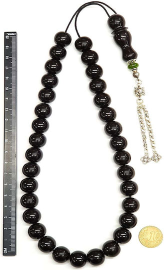 Roloi Komboloi Mastic Worry Beads with 33 Beads Black 44cm