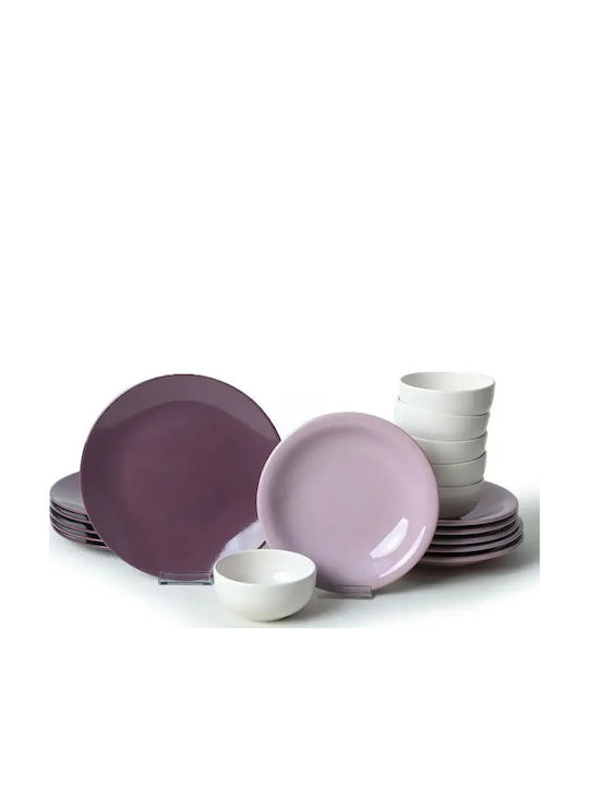Purple Mix Porcelain Dinnerware Set 18 Pieces Purple 27x27cm
