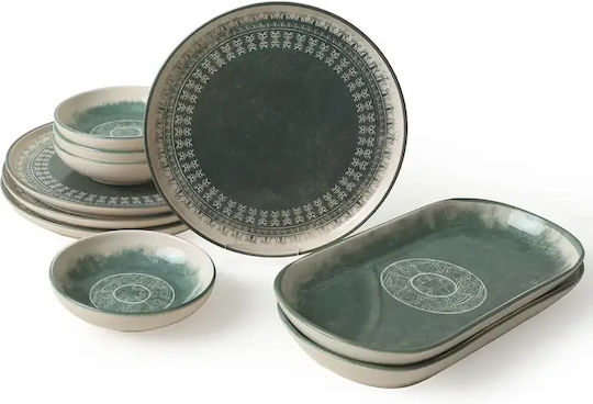 Maya Green Breakfast Set 10 Pieces For 4 People 27x27cm
