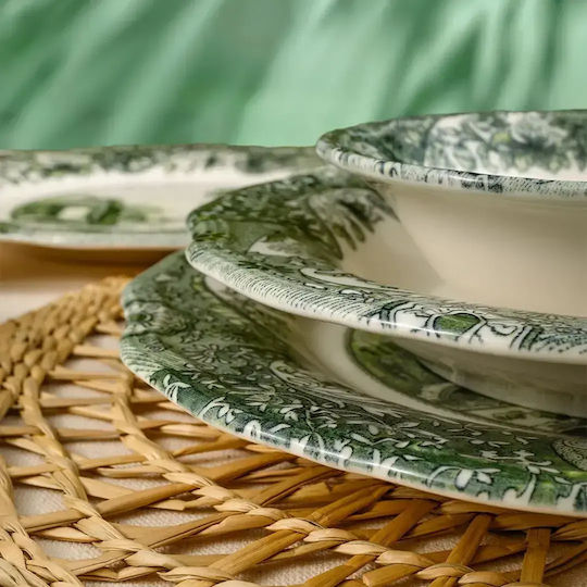 Porcelain Dinnerware Set 24 Pieces Emerald Landscape 6 Persons 25x25cm