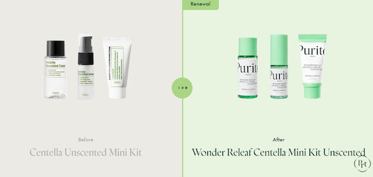 Purito Centella Unscented Mini Hautpflegeset für Feuchtigkeitsspendend 3Stück