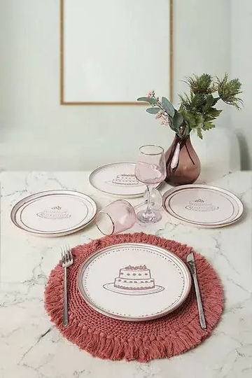 Розова Чиния За Паста С Дизайн На Торта 22x22 См