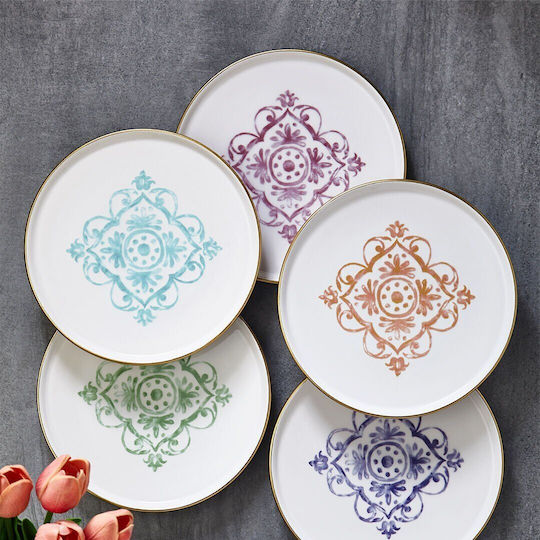 Set 6 Bucăți Plăci Deșert Multicolore Moștenire Rezistente La Căldură 20x20cm