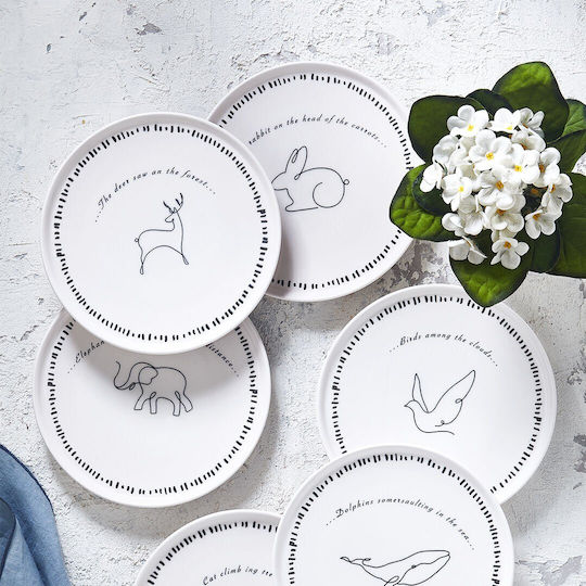 Set 6 Pieces Dessert Serving Plates Fireproof Animals 20x20cm