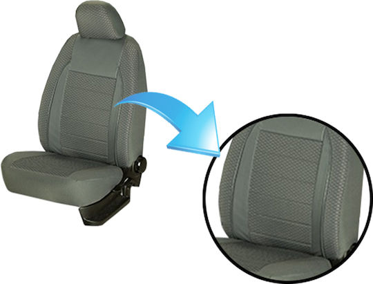 Комплект Калъфи За Автомобилни Седалки Elegance Edition V2 Текстилен Материал Еко Кожа Вложки 11 Броя Сиви