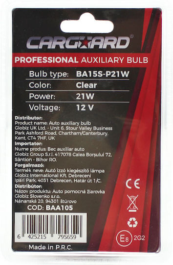 Set 2 P21w Bulbs Clear Carguard