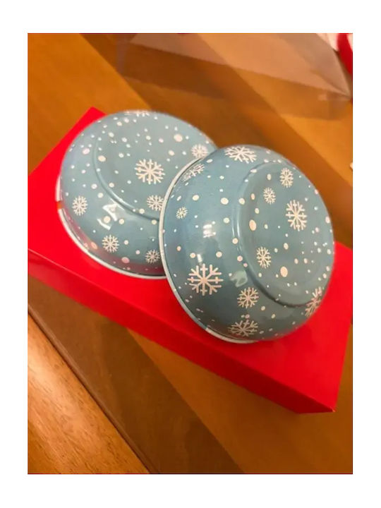 Set of 2 Metal Christmas Bowls Santa Design 84ml 10x3.5cm