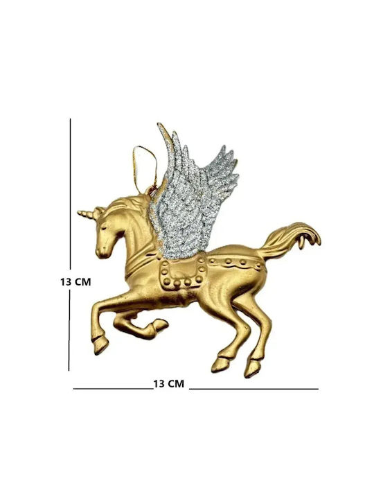 SteweHome Weihnachtsbaumschmuck Einhorn Goldene Silberne Flügel Goldfarbe 13×2×13 cm
