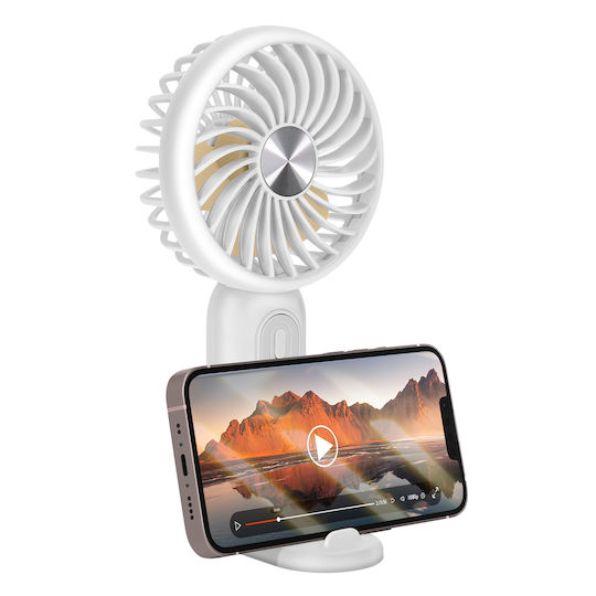 Linq Silent Portable Fan 3 Speeds Battery Phone Stand White