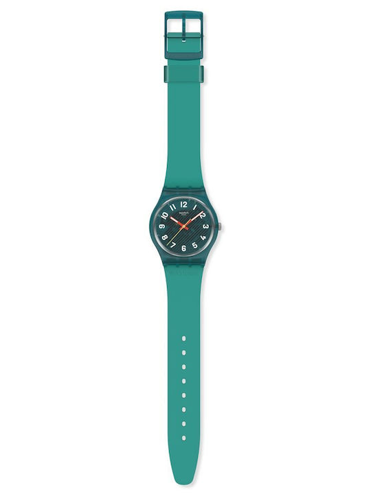 Swatch Unisex Herrenuhr Batterie mit Grün Kautschukarmband