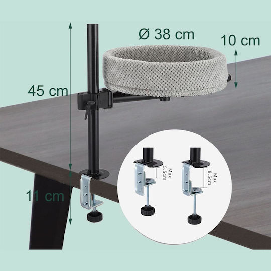Relaxdays Desk Cat Bed Adjustable Rotating Base Desk Grey Black 10052058