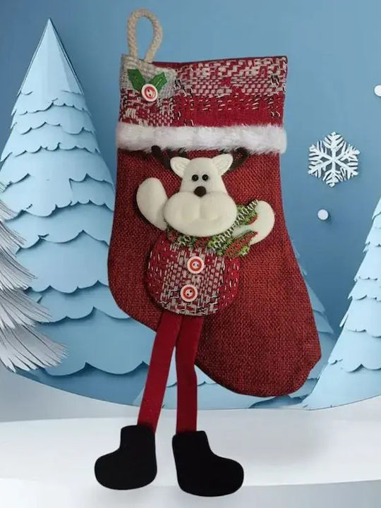Red Christmas Decorative Sock for Men Reindeer 25x15 Cm