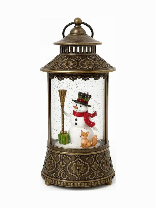 Christmas Lantern Snowman Decorative Brown 27x13 Cm