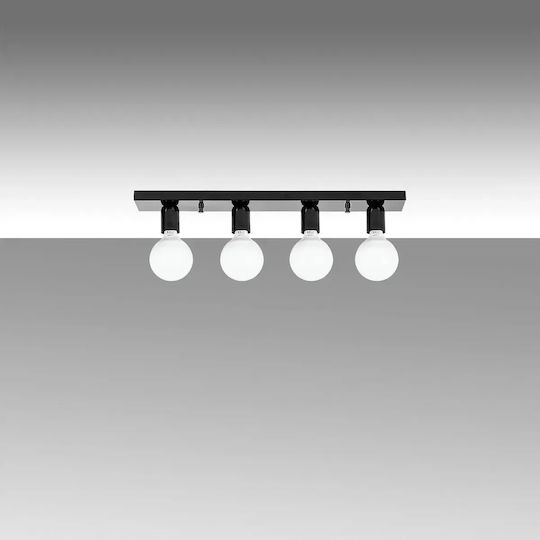 SteweHome Deckenleuchte Miro 4 Licht Elegant Klassischer Stil Glänzendes Schwarz 60x10cm SteweHome Deckenleuchte Miro 4 Licht Elegant Klassischer Stil Glänzendes Schwarz 60x10cm
