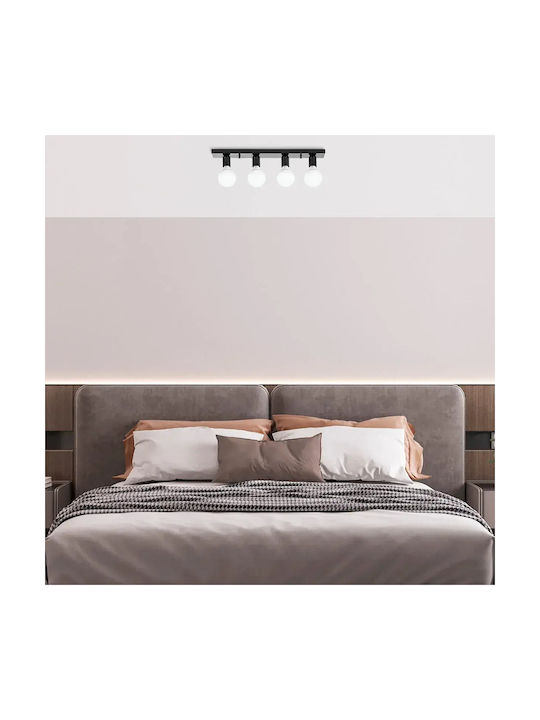 Ceiling Light Miro 4 Lights Elegant Classic Style Glossy Black 60x10cm