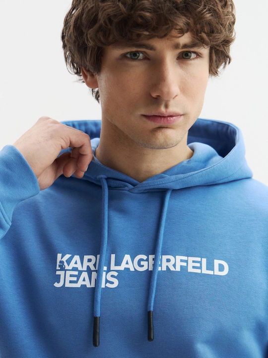Sweatshirt with Hood Washed Federal Blue