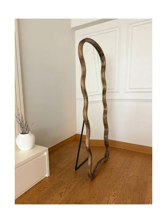 SteweHome Asymmetric Floor Mirror with Brown Wooden Frame 180x80cm
