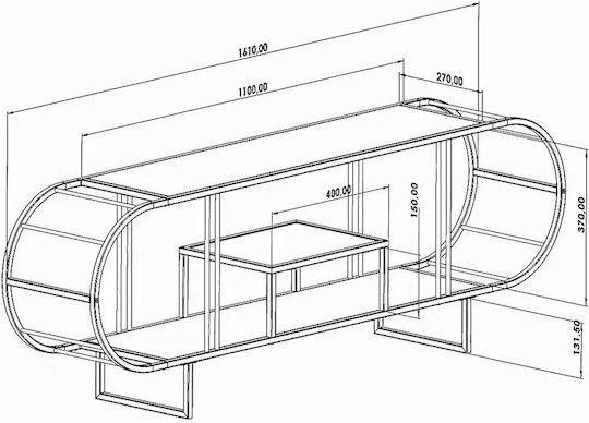 Minimal Black Metal TV Stand Shelves – Black 161×37×55 Cm Minimal Black Metal TV Stand Shelves – Black 161×37×55 Cm