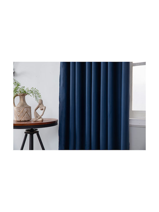 Mc Decor Κουρτίνα Συσκότισης με Τρουκς Μπλε 140x265εκ.