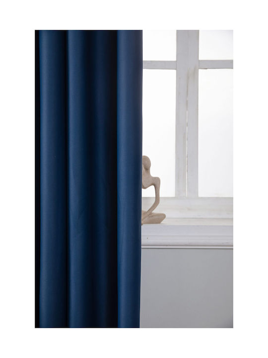 Mc Decor Κουρτίνα Συσκότισης με Τρουκς Μπλε 140x265εκ.