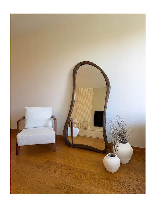 SteweHome Asymmetrischer Boden- oder Standspiegel mit Braun Holz Rahmen 180x100cm